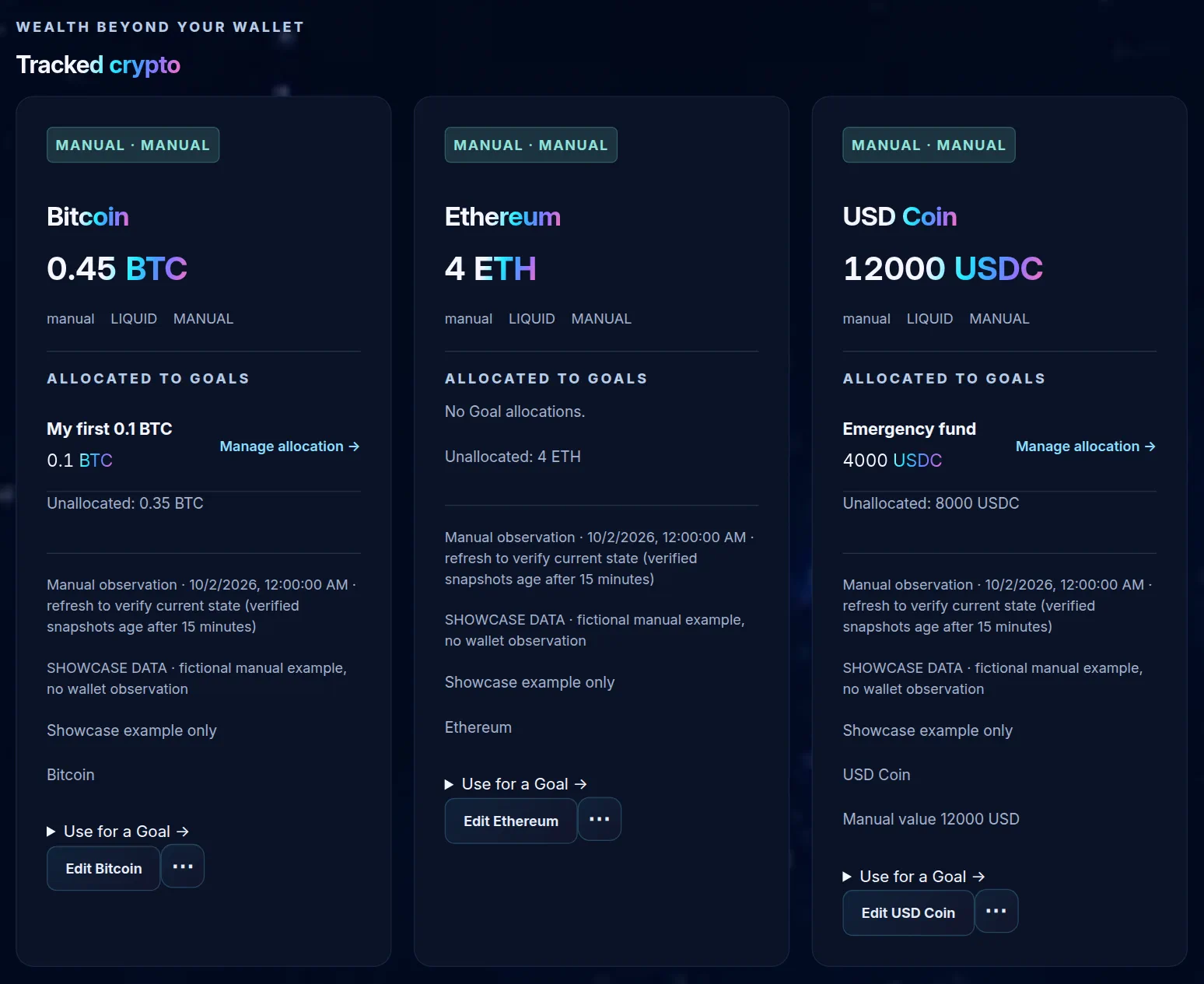 Actual public Alpha Positions view. Fictional manual positions · no wallet observation.
