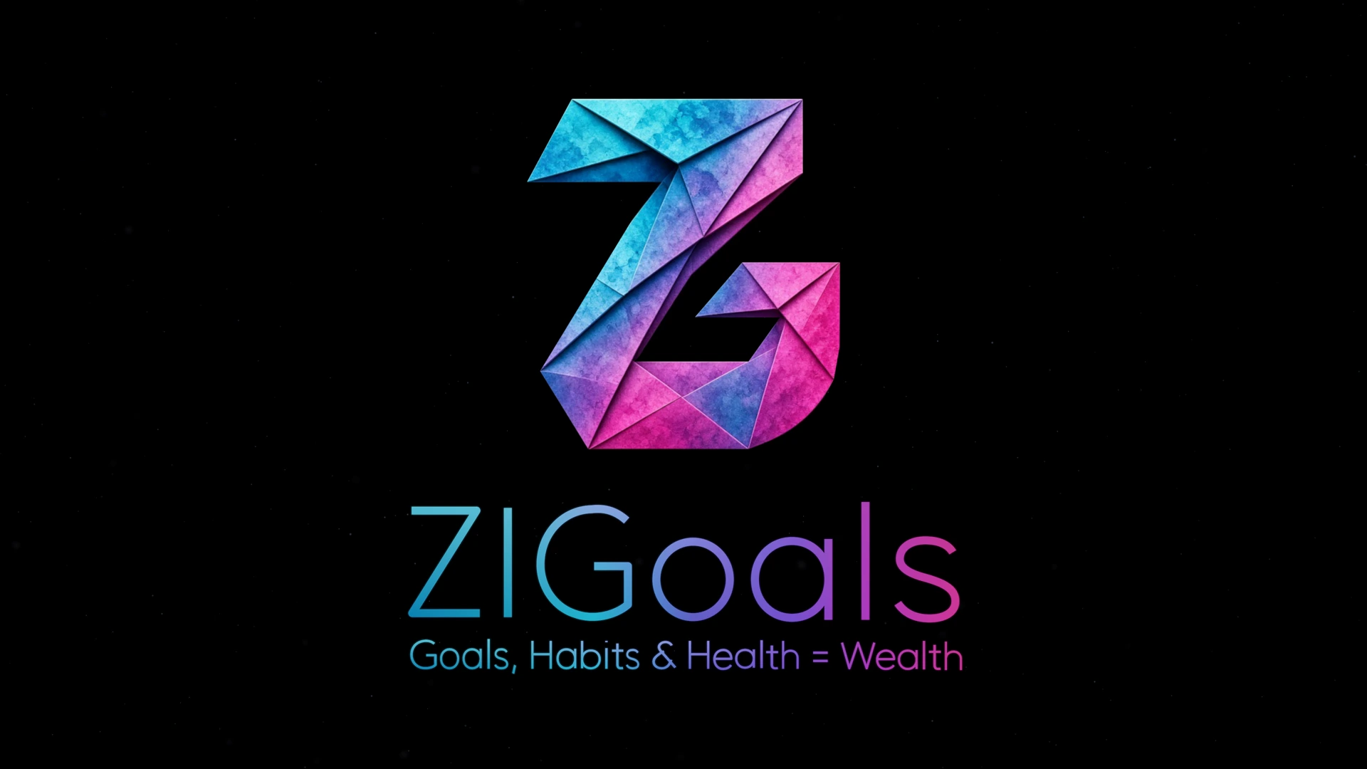 The approved folded Z, ZIGoals wordmark and Goals, Habits & Health = Wealth.